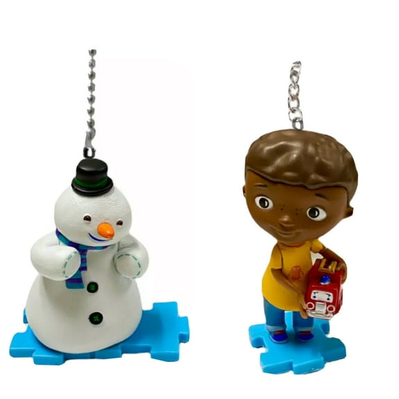 Doc McStuffins Chilly Snowman & Donny Fan Lamp Light Pull Chain Figure Figurine