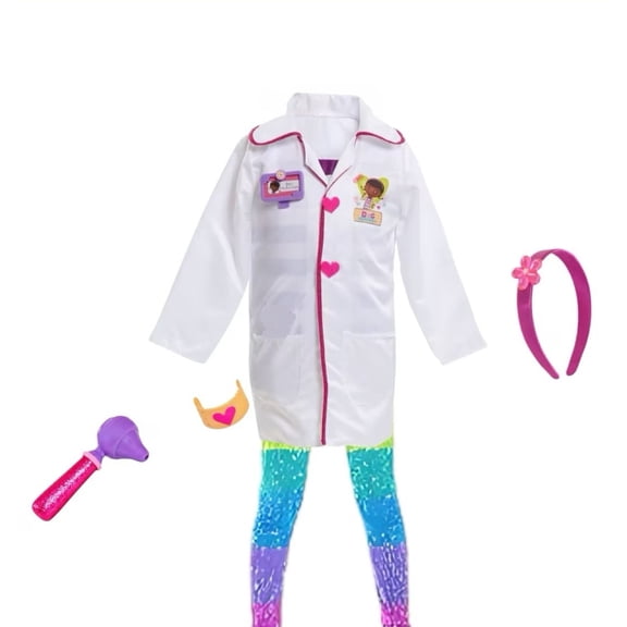 Doc McStuffins Female Halloween Costumes with Headband for Toddler, Big Girls 3T-4T-5T-6Y