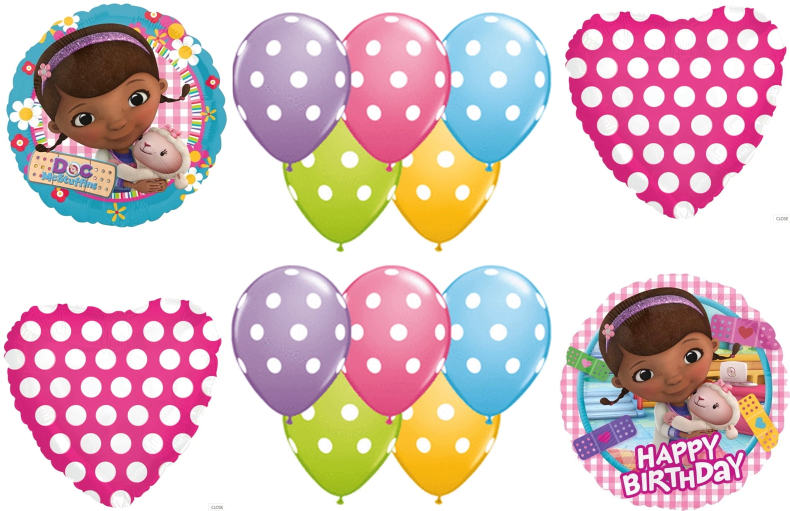 C & S PARTY SUPPLY Doc McStuffins Happy Birthday PARTY POLKA DOTS Balloons Decorations Supplies