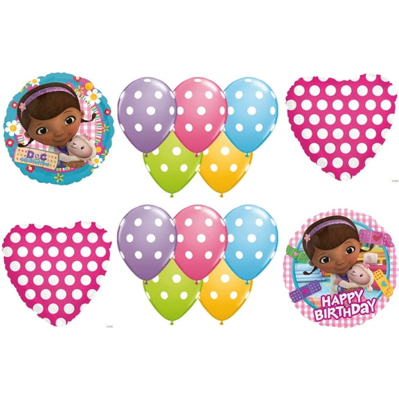 Doc McStuffins Happy Birthday PARTY POLKA DOTS Balloons Decorations Supplies