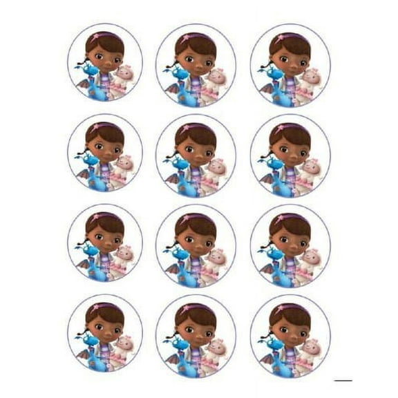 Doc McStuffins Lambie and Dragon Edible Cupcake Toppers Images