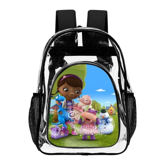 Doc McStuffins Lightweight Fashionable Transparent Backpack Mesh Bag Shoulder Bags Laptop Daypack Hiking Travel