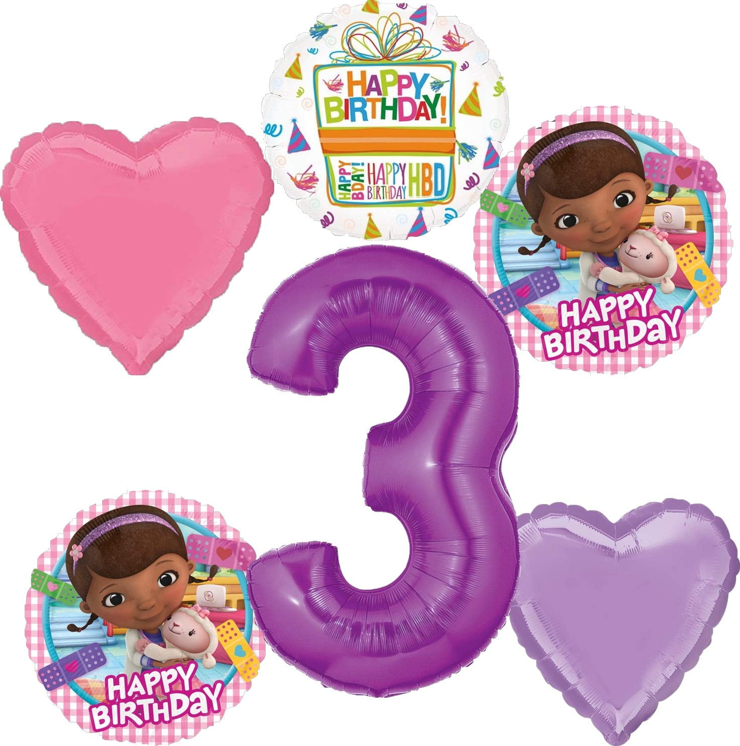 MAYFLOWER PRODUCTS Doc McStuffins Party Supplies 3rd Birthday Balloon Bouquet Decorations