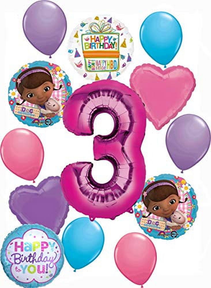 MAYFLOWER PRODUCTS Doc McStuffins Party Supplies 3rd Birthday Balloon bouquet Decorations 13 piece kit