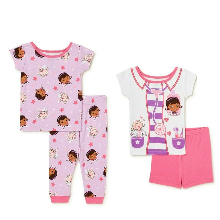 Doc McStuffins Toddler Girls 4 Piece Cotton Short Sleeve Pajama Set Snug Fit