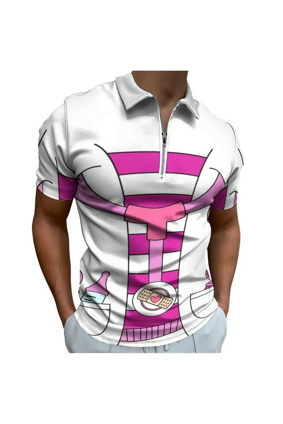 Doc Mcstuffins Costume Men Zipper T-shirt Summer Casual Short Sleeve T-shirt Top