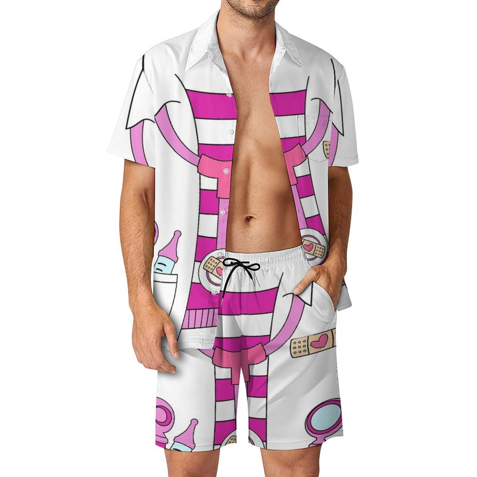 Azrian Casual Men's 2-Piece Set Mens Track Suits 2 Piece Summer Short Sets Outfits Fashion Shirt Casual Short Sleeve And Shorts Set Short Sleeve - View #3
