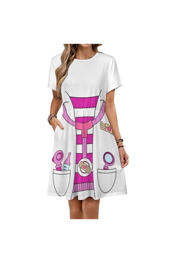 Doc Mcstuffins Costume Short Sleeve Dress Women Summer Evening Dresses Ladies Sundress