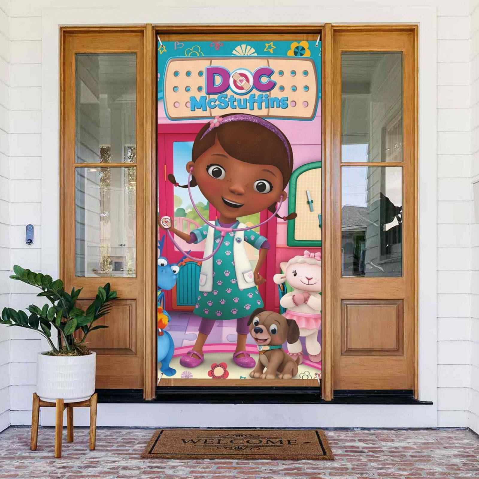 Doc Mcstuffins Door Cover Banner Decor Wall Hanging Background For Party Door Indoor Porch (35.4 X 72.8 Inches)