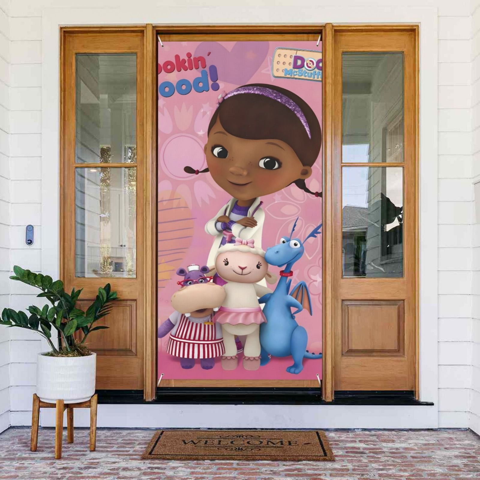Doc Mcstuffins Door Cover Banner Decor Wall Hanging Background For Party Door Indoor Porch (35.4 X 72.8 Inches)