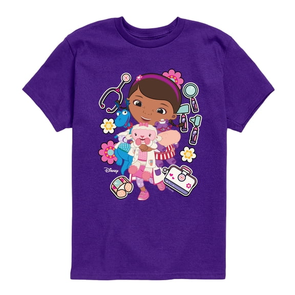 Doc Mcstuffins -Stickers - Youth Boys Short Sleeve Graphic T-Shirt