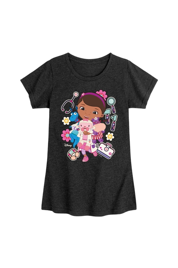 -Stickers - Youth Girls Fitted Short Sleeve T-Shirt
