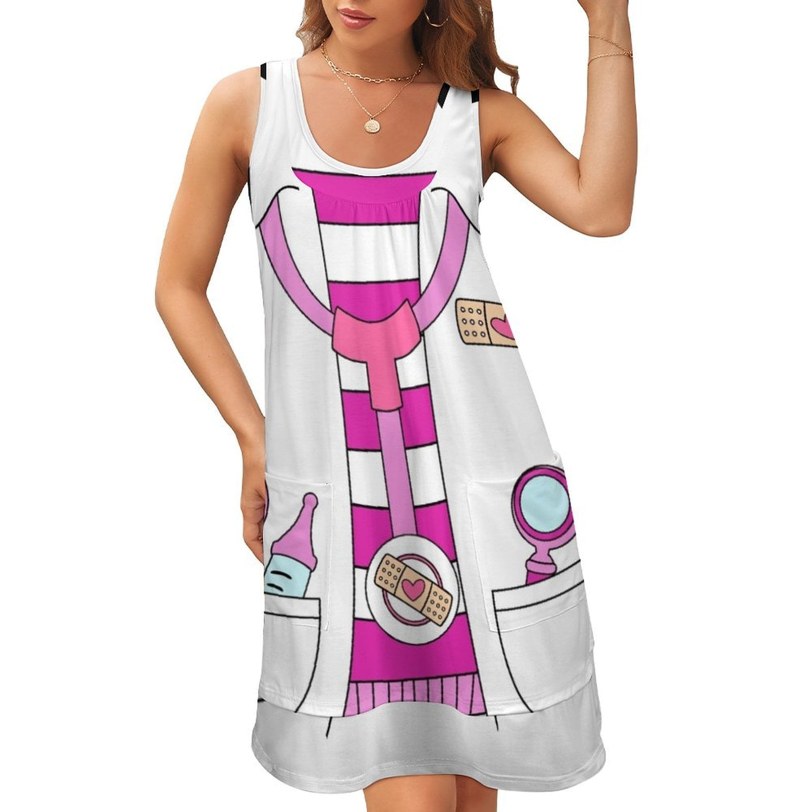 Doc Mcstuffins costume Sleeveless U-Neck Fake Two Piece Dress Women's  summer suit sexy dress for women Dresses Dresses gala - Walmart.com, image size:1600x1600