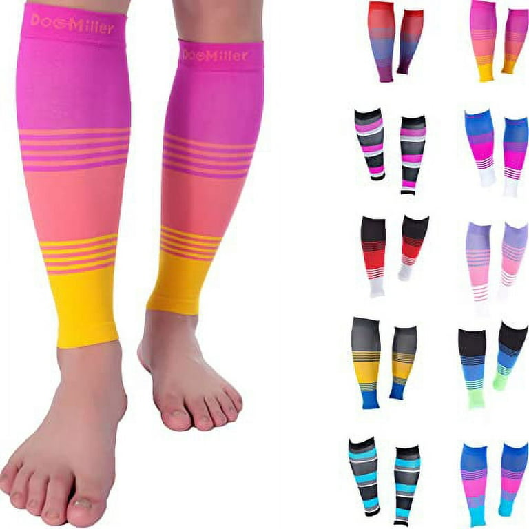 Doc Miller Calf Compression Sleeve Men and Women 20-30 mmHg, Shin Splint  Compression Sleeve, Medical Grade Socks for Varicose Veins and Maternity 1  Pair XXX-Large Pink Peach Yellow Calf Sleeve 