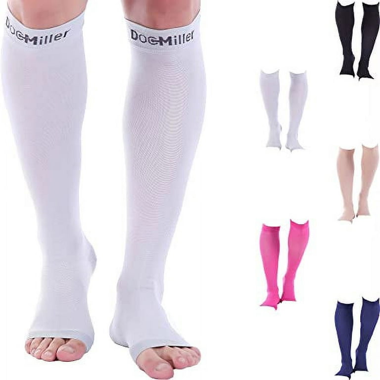 Doc Miller Open Toe Compression Socks for Women 8-15 mmHg