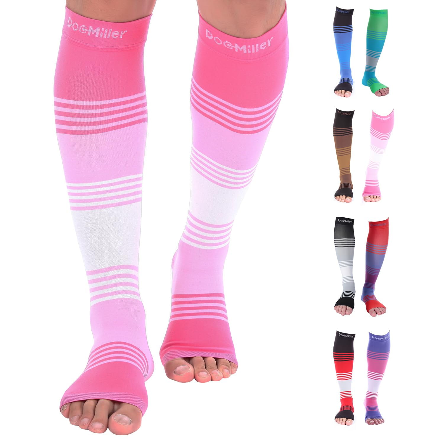 Doc Miller Open Toe Compression Socks Women and Men 20-30mmHg, Toeless ...