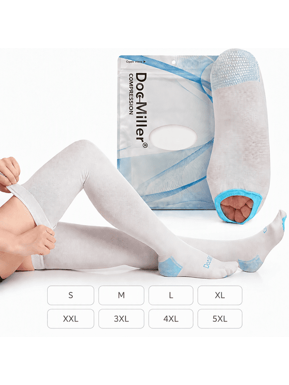 TED Hose Thigh High Anti-Embolism Compression Stockings 15-20 mmHg for Women & Men White 1 Pair