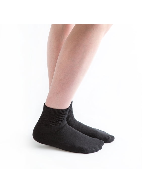 Loose Fit Cotton Diabetic Socks for Men and Women, 6 Pairs, 1/4 Crew