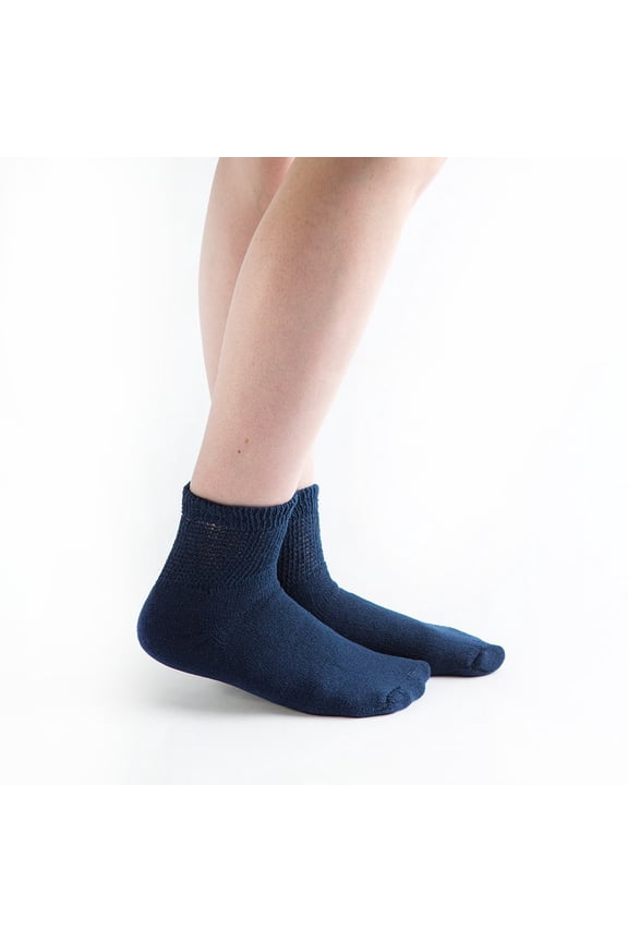 Loose Fit Cotton Diabetic Socks for Men and Women, 12 Pairs, 1/4 Crew