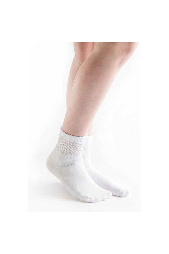 Loose Fit Cotton Diabetic Socks for Men and Women, 12 Pairs, 1/4 Crew
