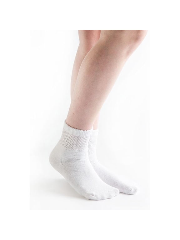 Loose Fit Cotton Diabetic Socks for Men and Women, 12 Pairs, 1/4 Crew