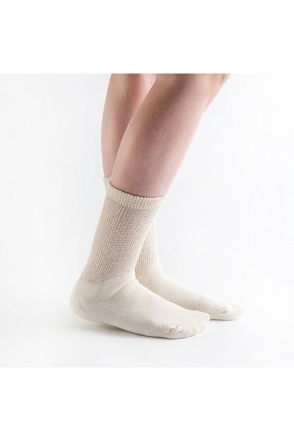 Loose Fit Cotton Diabetic Socks for Men and Women, 3 Pairs, Crew
