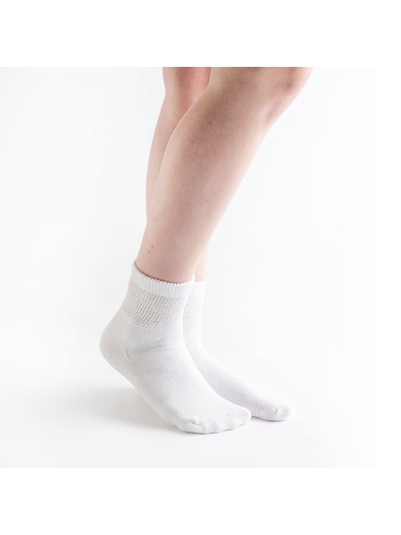 Loose Fit Cotton Diabetic Socks for Men and Women, 6 Pairs, 1/4 Crew