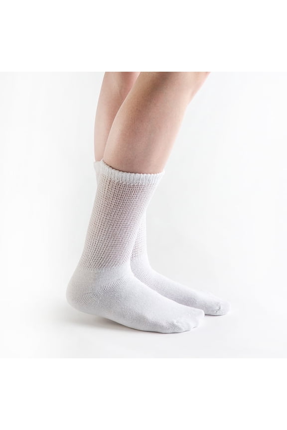Loose Fit Cotton Diabetic Socks – Non-Binding Crew for Men & Women, Circulation & Comfort, 6 Pairs