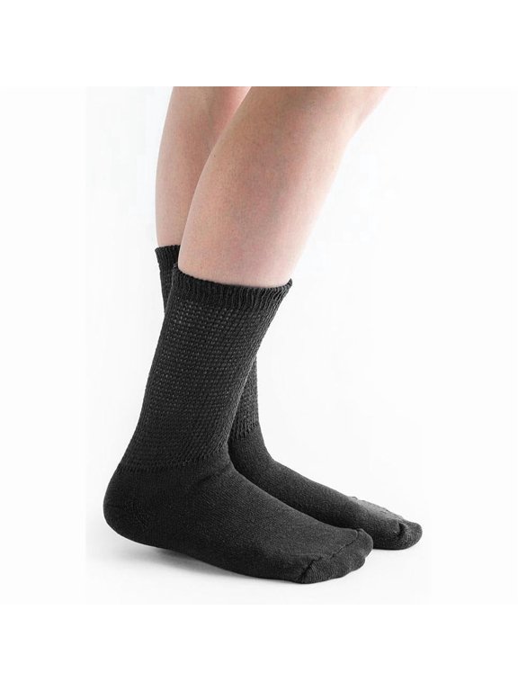 Loose Fit Cotton Diabetic Socks for Men and Women, 6 Pairs, Crew