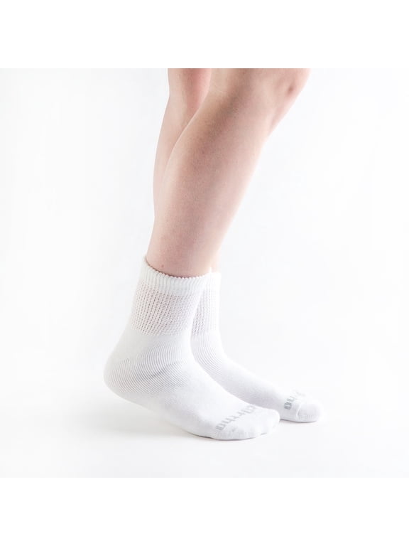 Loose Fit Diabetic Socks – Non-Binding 1/4 Crew for Men & Women, Comfort for Circulation & Sensitive Feet,12 Pairs