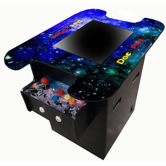 Doc & Pies Full Size Professional Cocktail Arcade Machine, 516 Classic Games, 2-Player, Coinless Operation