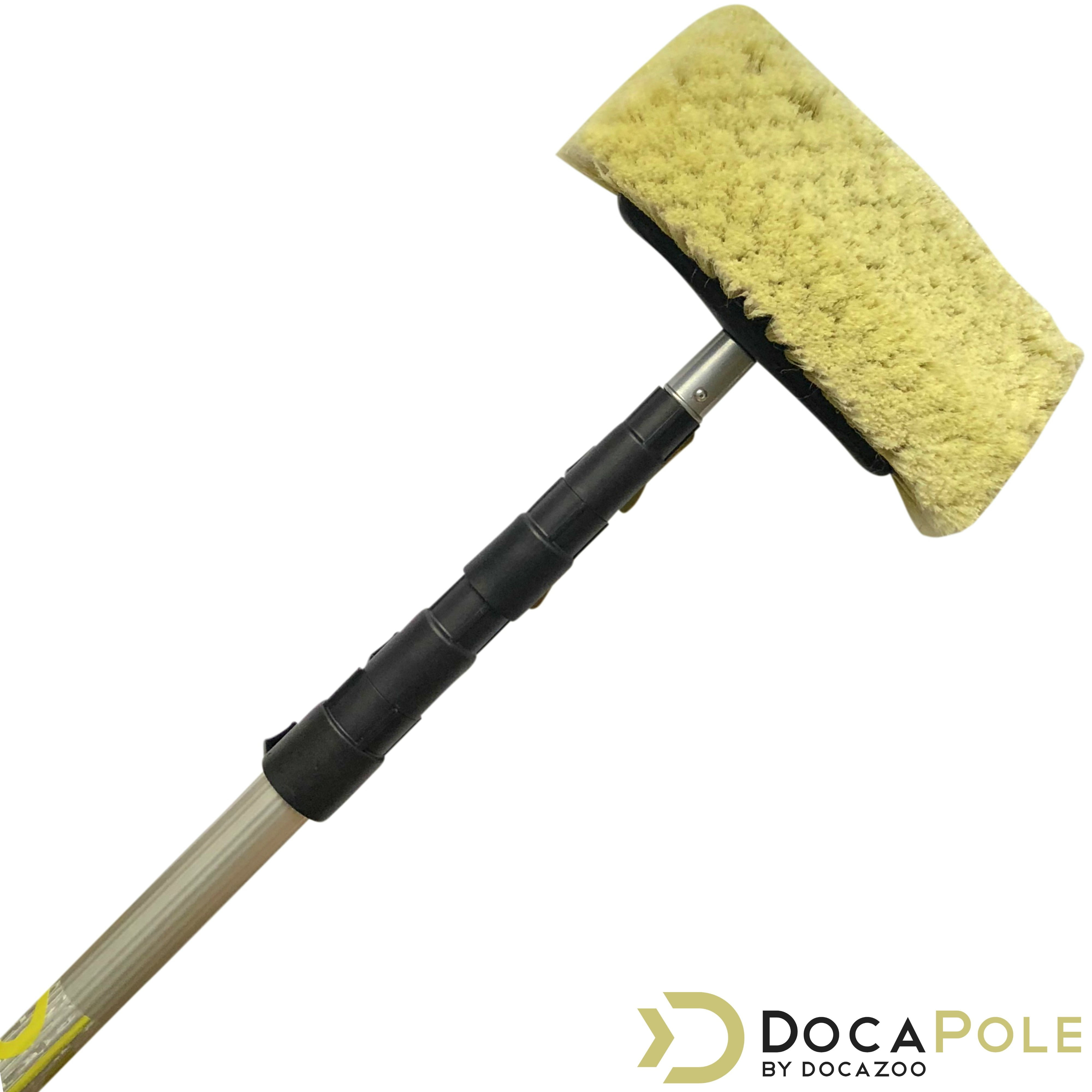 Docazoo DocaPole 6-24 Foot (30 ft Reach) Extension Pole and 11A Hard Bristle Brush for House Siding, Deck, Garage, Patio and More