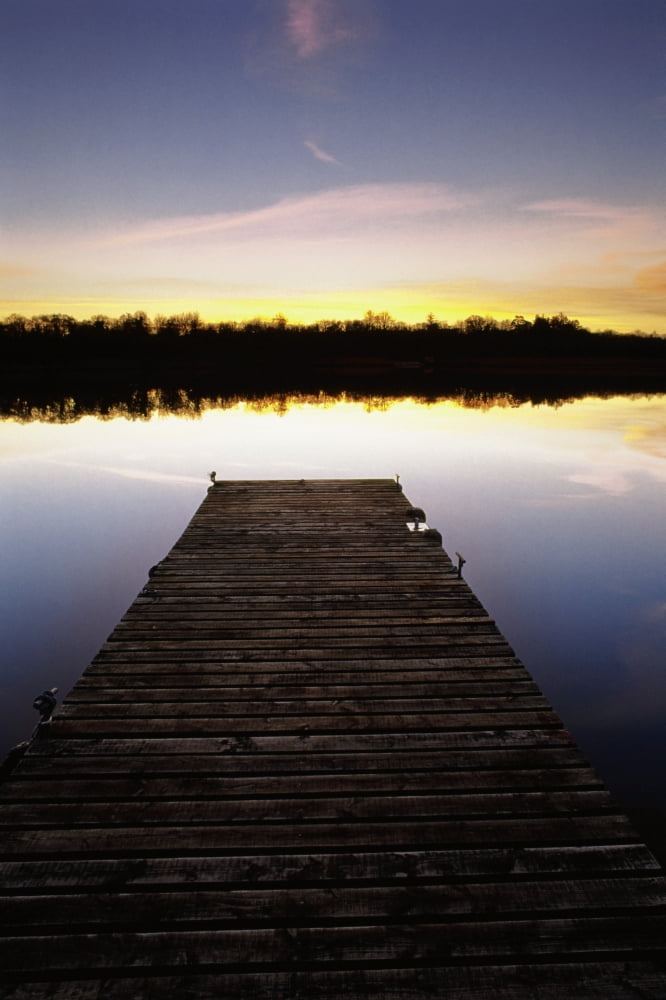 Dock At Sunset Canvas Art - Gareth McCormack Design Pics (12 x 18)
