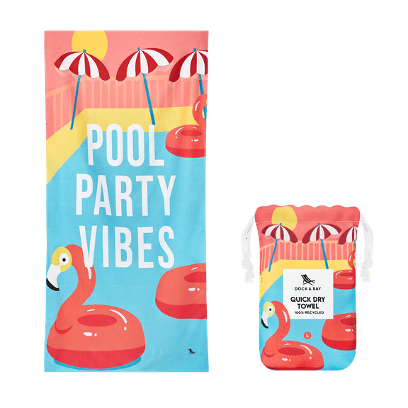 Dock & Bay Beach Towel - Quick Dry, Sand Free - Compact, Lightweight - 100% Recycled - Includes Pouch