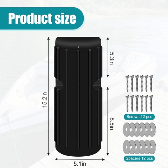 Dock Bumper , Inflatable Protection - Heavy Duty Boat Dock Bumpers, Protect Docks & Ships from Damage Caused collisions, 2 Pack（Black）