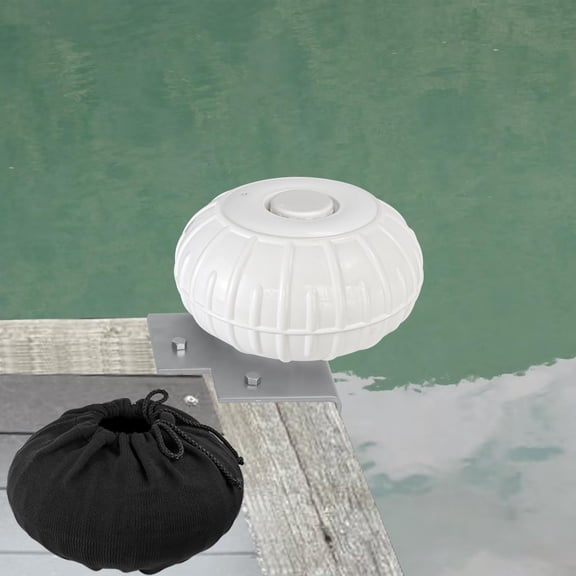 Dock Bumper Wheel Corner Mount Boat Bumper Fender White Wheel + Black Cover 12 Inch For Docking Pontoon Marine