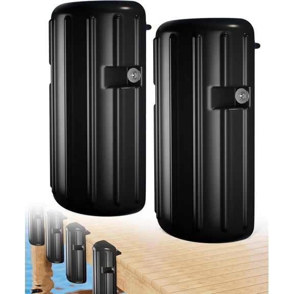 Dock Bumpers, Boat Dock Bumpers for Docking, Fenders Guards for Docking Marine-Grade Straight Dock Edge & Side, UV-Resistant, Vertical Protection, Includes Mounting Hardware - 2 Pack