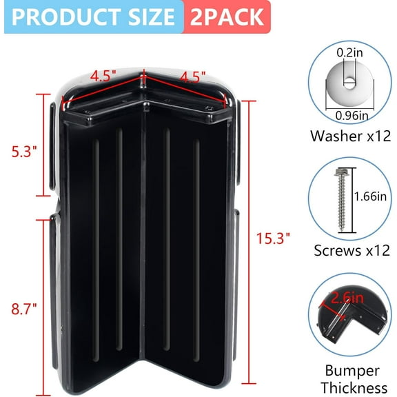 Dock Corner Bumpers, Boat Dock Bumper, Corner Dock Bumper Fenders, Dock Bumpers Marine, Boat Dock Bumpers for Edging, Includes Mounting Hardware(1/2Pack)