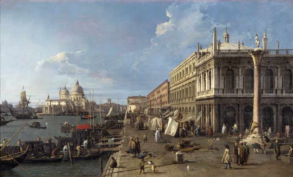 Dock Facing The Zecca With The Coloumn Of Saint Teodoro Canvas Art -  (36 x 24)