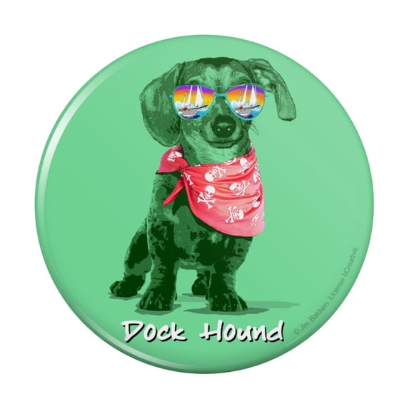 Dock Hound Dachshund Wiener Dog Sunglasses Vintage Retro Pinback Button Pin