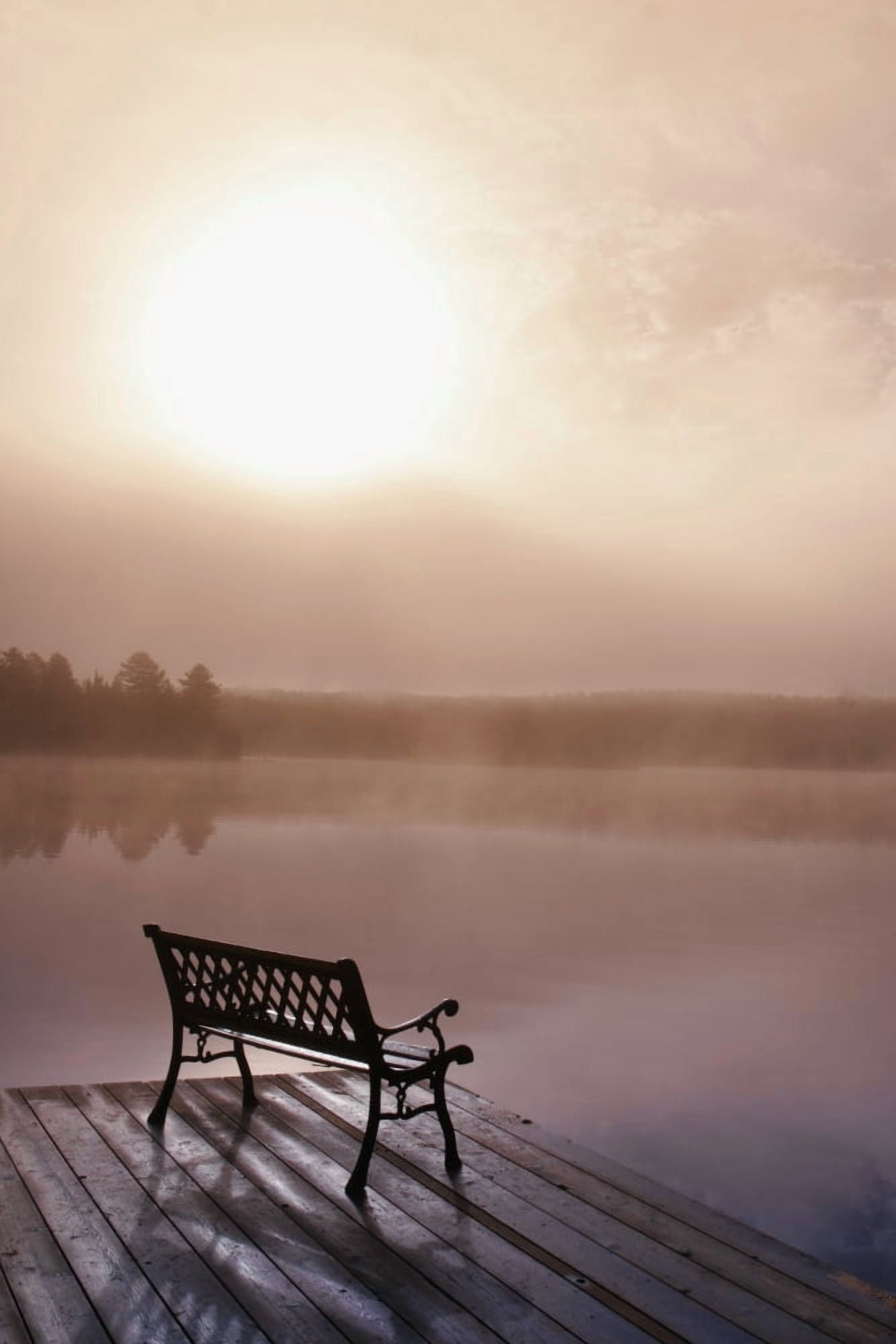 Dock In Morning Fog Oxtongue Lake Dwight Ontario Canada Canvas Art - Doug Hamilton Design Pics (24 x 36)
