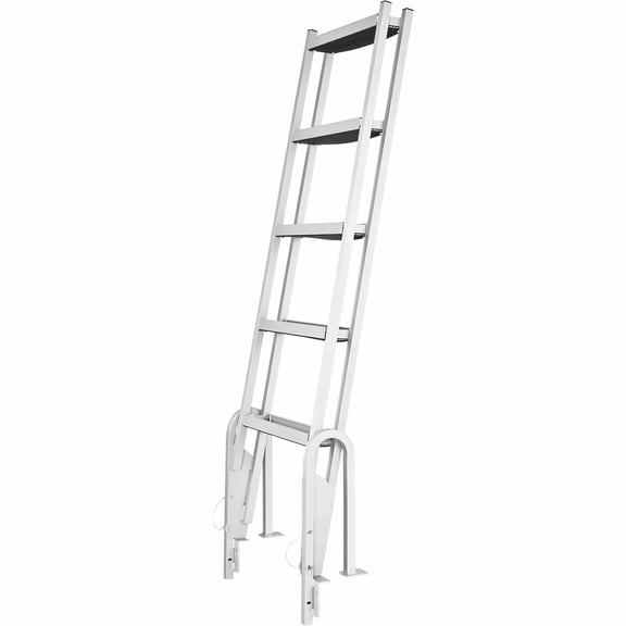 Dock Ladder 5 Step Aluminum, 350lbs Pontoon Boat Ladder - Flip-Up Swim Step for Marine Boarding, Lake, Pool, Ship with Wide Steps & Rubber Mat