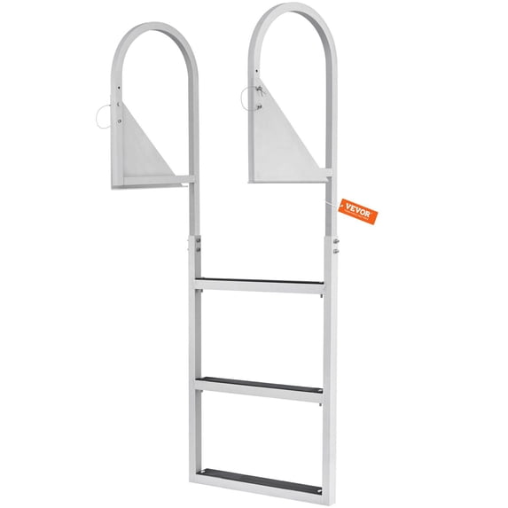 Dock Ladder, Flip-Up 3 Steps, 350 lbs Capacity, Aluminum Alloy Pontoon Boat Ladder with 2'' Wide Non-Slip Steps, Easy Install for Marine/Pool/Lake Boarding