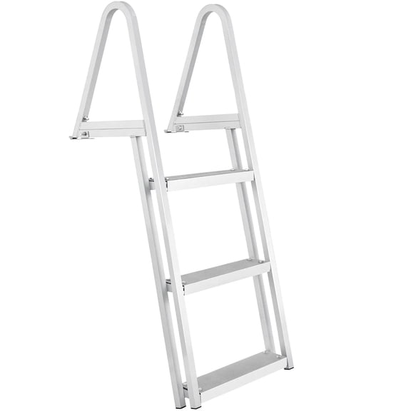 Dock Ladder, Removable 3 Steps, 350 lbs Load Capacity, Aluminum Alloy Pontoon Boat Ladder with 4'' Wide Step & Nonslip Mat, Easy to Install for Ship/Lake/Pool/Marine Boarding