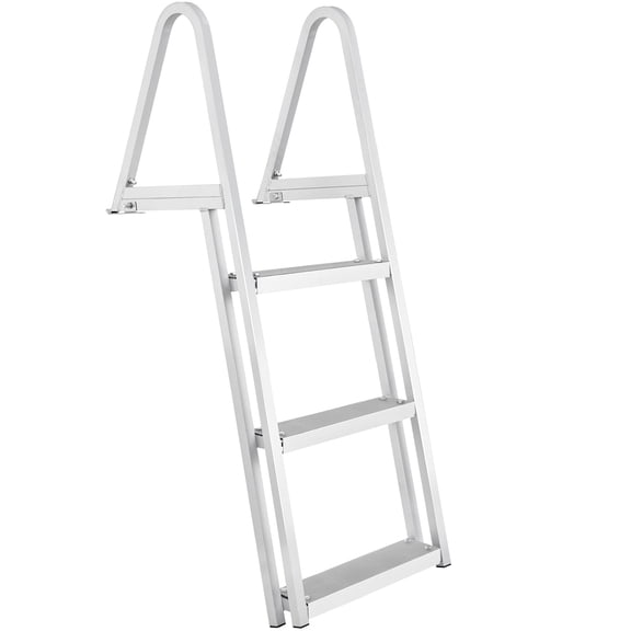 Dock Ladder, Removable 3 Steps, 350 lbs Load Capacity, Aluminum Alloy Pontoon Boat Ladder with 4'' Wide Step & Nonslip Rubber Mat, Easy to Install for Ship/Lake/Pool/Marine Boarding