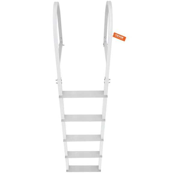 Dock Ladder, Aluminum Alloy Pontoon Boat Ladder with 3.1'' Wide Step & Nonslip Rubber Mat, Easy to Install for Ship/Lake/Pool/Marine Boarding,Removable 5 Steps, 500 lbs Load Capacity