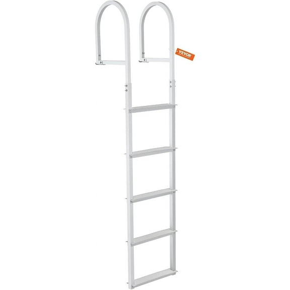 Dock Ladder, Removable 5 Steps, 500 lbs Load Capacity, Aluminum Alloy Pontoon Boat Ladder with 3.1'' Wide Step & Nonslip Rubber Mat, Easy to Install for Ship/Lake/Pool/Marine Boarding