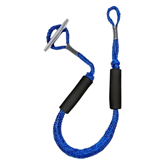 Dock Line, Blue Elastic 2.0 Ft Bungee Rope, 1 Pack with Foam Protective Sleeve Stainless Steel Clip, Ideal for Securing Boats Yachts at Marine Docking Piers