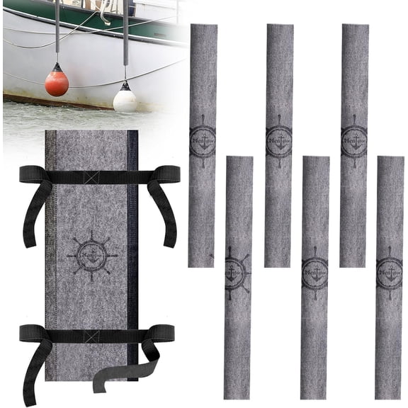 Dock Line Chafe Guards - Heavy Duty Marine Rope Protectors | UV Resistant, Anti-Squeak Boat Dock Bumper Guards | Removable Line Sleeves for Docking, Mooring & Boat Fender Protection (6 Pack)