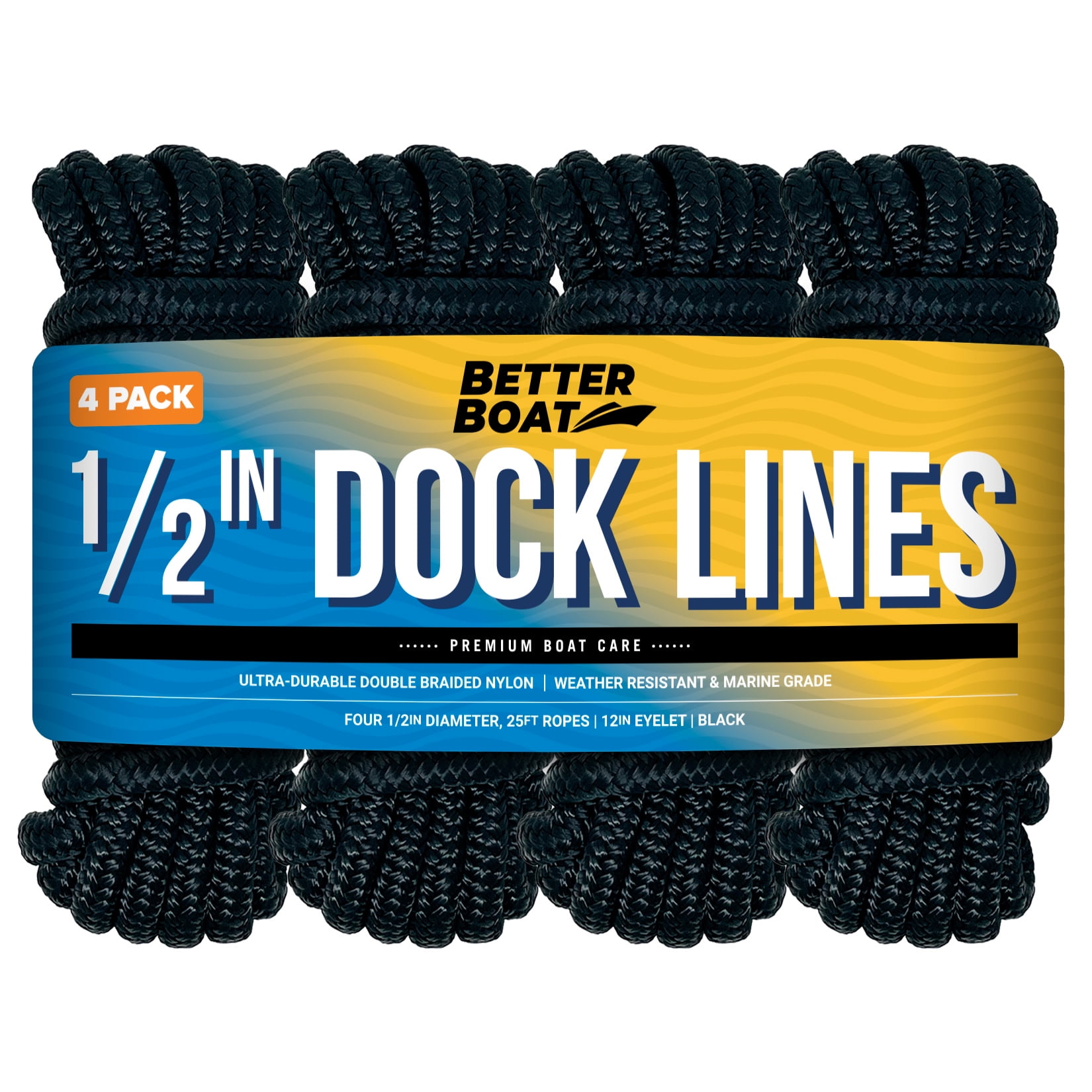 Dock Lines Boat Ropes for Docking 1/2" Line Braided Mooring Marine Rope